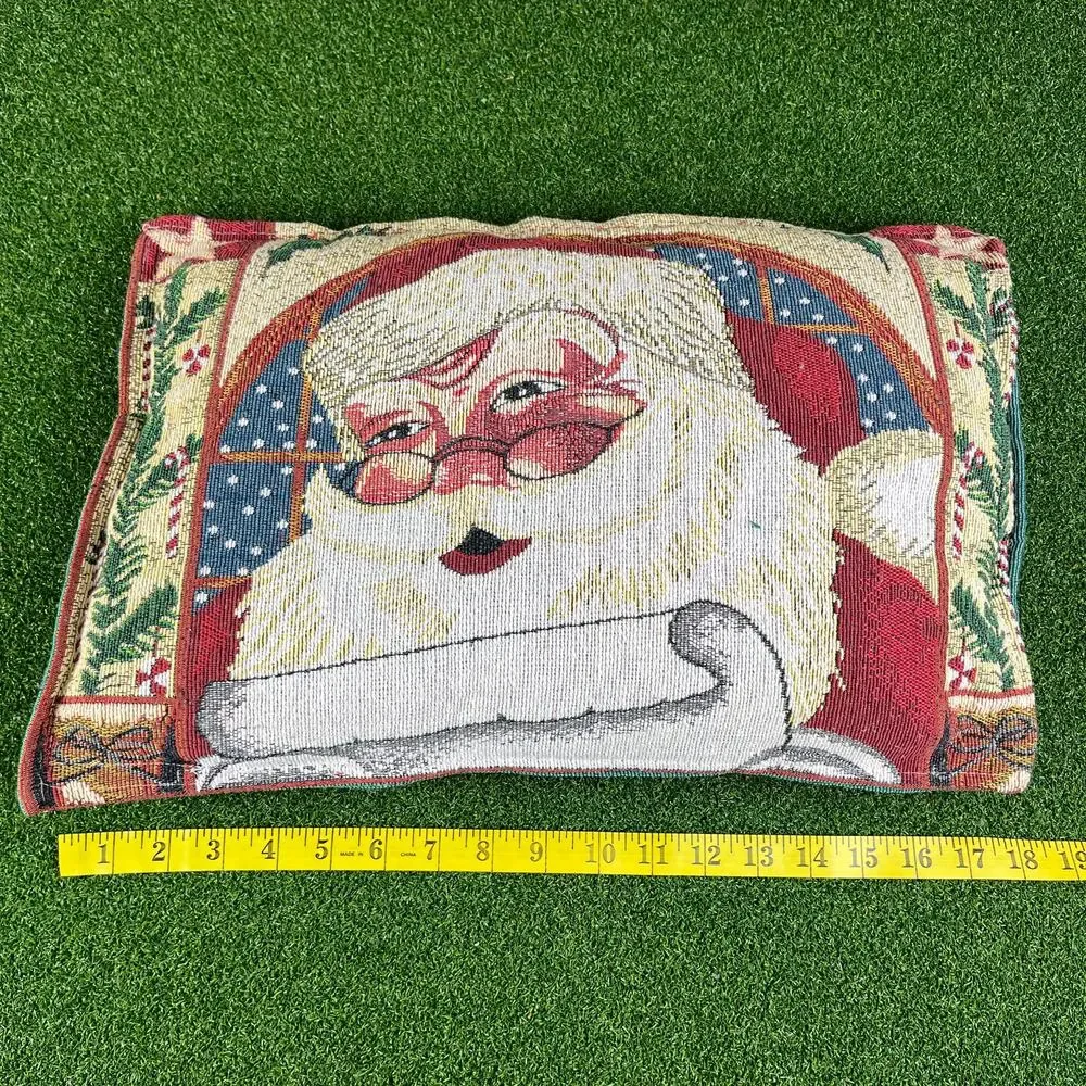 Lot of 3 Christmas Tapestry Needlepoint Santa Holiday Throw Pillows Vintage